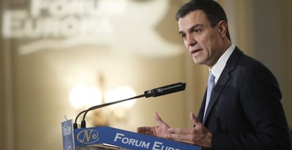 El líder del PSOE, Pedro Sánchez, en el Forum Europa, este miércoles.