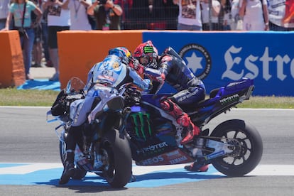 Fabio Quartararo felicita a Álex Márquez por su victoria en el GP de Jerez el pasado 27 de abril.