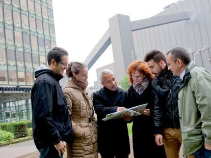 Empleados espa&ntilde;oles de ThyssenKrupp en la ciudad alemana de Duisburg. 