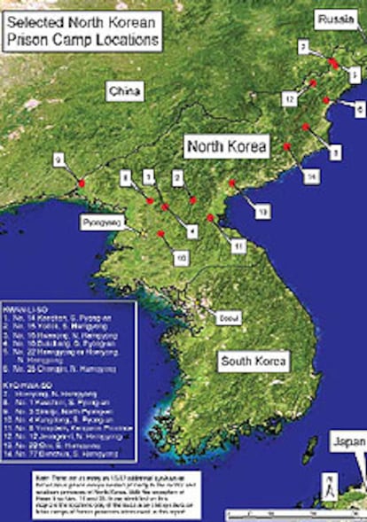 Situación de 14 de los 36 campos en Corea del Norte.