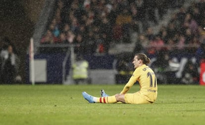 Griezmann, durante el partido ante el Atlético.