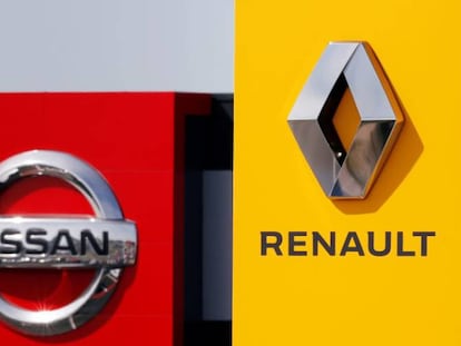 Logos de Renault y Nissan en un concesionario de Reims (Francia).