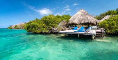 Una de las cabañas de Isla Coralina, en el Caribe colombiano.