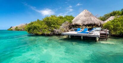 Una de las cabañas de Isla Coralina, en el Caribe colombiano.