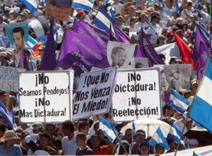 Aspecto de la manifestación de los opositores a Daniel Ortega contra la política sandinista.