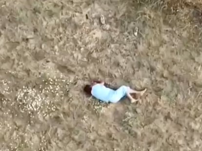 La mujer desaparecida fue hallada gracias a los drones de la policía.