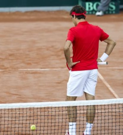 Roger Federer,cabizbajo en la Copa Davis