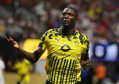 Serhou Guirassy celebra su gol ante el Monterrey el pasado martes.