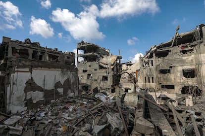 Casas destruidas al este de la ciudad de Gaza, tras uno de los recientes bombardeos de Israel.