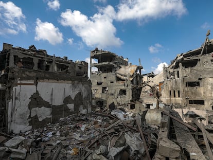 Casas destruidas al este de la ciudad de Gaza, tras uno de los recientes bombardeos de Israel.