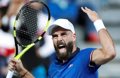 Paire celebra un punto durante el partido contra Carreño en Lille.