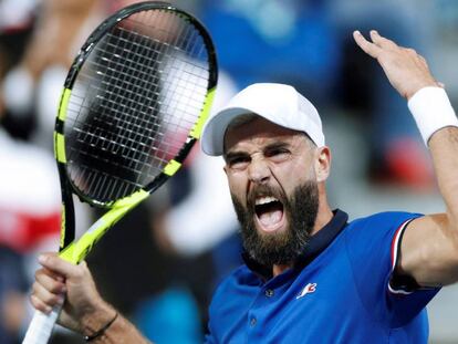 Paire celebra un punto durante el partido contra Carreño en Lille.