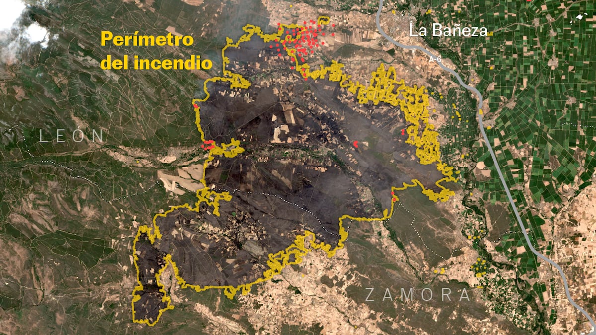 Mapas | El incendio de Zamora y León, uno de los mayores de España ...