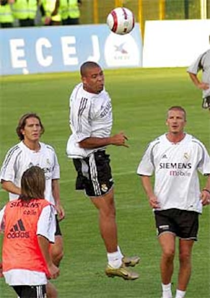 Ronaldo, en el entrenamiento de ayer.