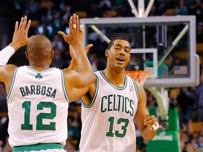 Fab Melo, con el número 13 en una foto de 2013, cuando jugaba en los Celtics.