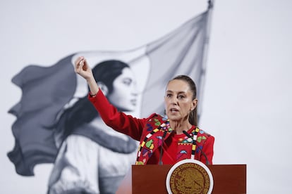 Claudia Sheinbaum en el Palacio Nacional, en Ciudad de México.
