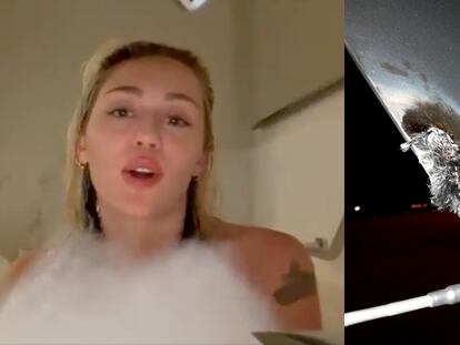 Miley Cyrus, en un vídeo publicado este miércoles en sus redes sociales, junto a una fotografía de su avión.