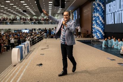 El pastor Silas Malafaia, el domingo 25 de septiembre, en la principal sede de la Asamblea de Dios Victoria en Cristo, en Río de Janeiro.