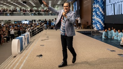 El pastor Silas Malafaia, el domingo 25 de septiembre, en la principal sede de la Asamblea de Dios Victoria en Cristo, en Río de Janeiro.