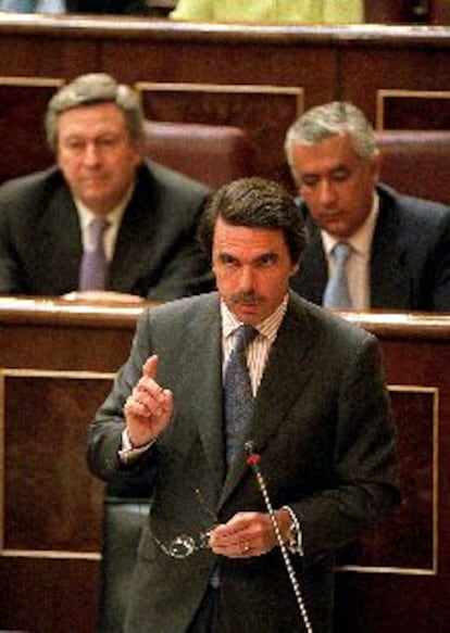 José María Aznar, ayer en el Congreso de los Diputados.