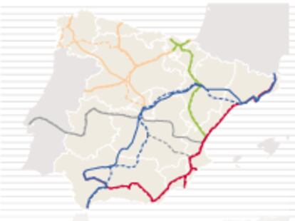 Mapa de los corredores ferroviarios