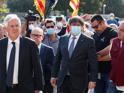 Carles Puigdemont llega al tribunal de apelación de Sassari, este lunes en Cerdeña.