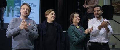 De izquierda a derecha, Xavier Domenech, Ada Colau, Marta Sibina y Josep Vendrell.