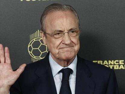 Florentino Pérez el pasado día 17 en París, durante la gala de entrega del Balón de Oro.