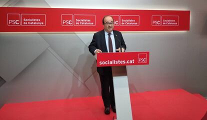 El líder del PSC, Miquel Iceta, este lunes en Barcelona.
