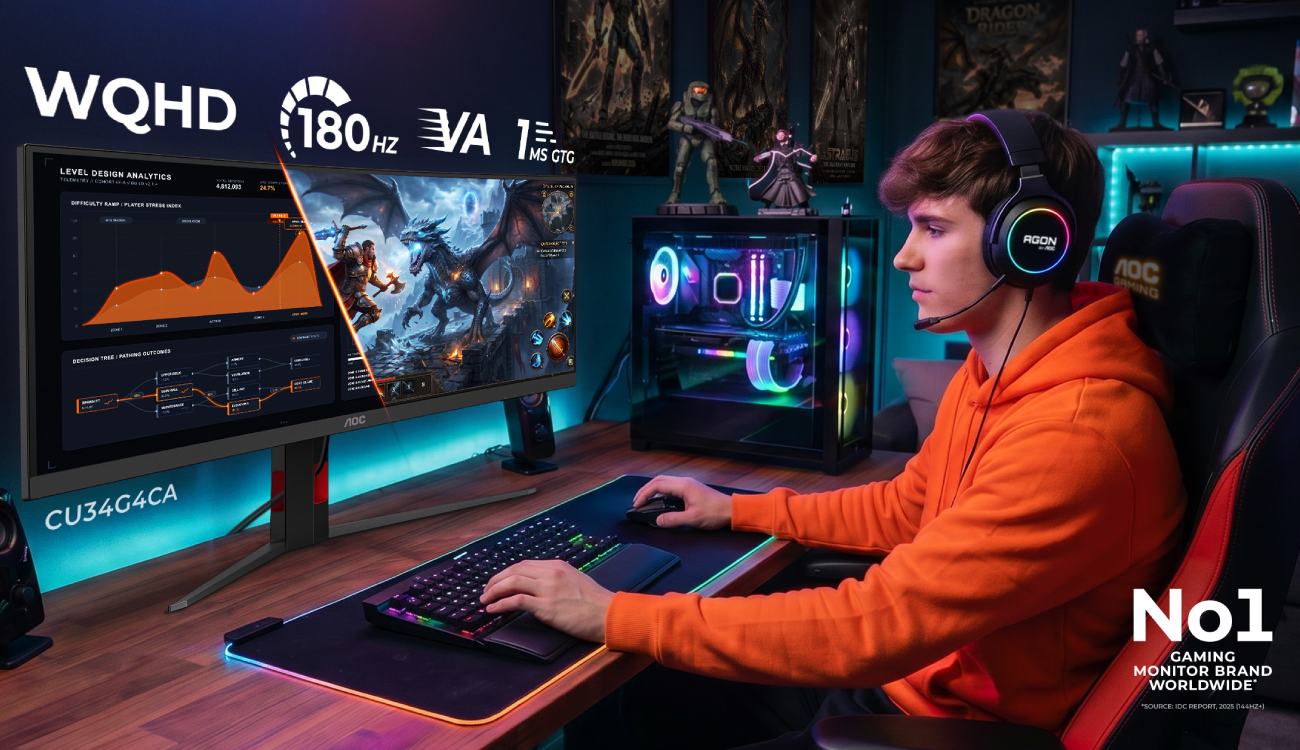 AOC estrena dos monitores ultrapanorámicos de 34 pulgadas perfectos para jugar o trabajar