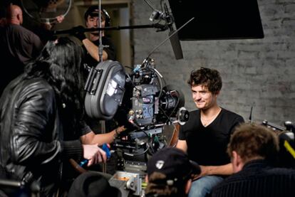 El actor Orlando Bloom, en la elaboración del &#39;spot&#39; de Boss Orange Man.