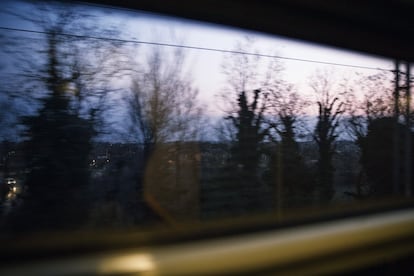 Amanecer en el tren nocturno entre Viena y Miln.