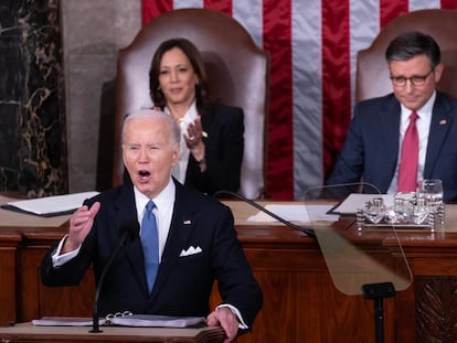 Joe Biden, este jueves durante el discurso del estado de la Unión.