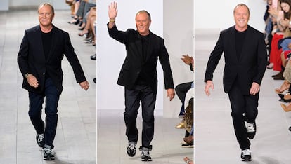 Michael Kors

No, estas tres fotos no fueron tomadas el mismo día. Americana, camiseta y zapatillas son las claves del uniforme que el diseñador estadounidense viste desde hace años. Antes prefería los mocasines y ahora el aire relajado del calzado deportivo. Fuera de la pasarela unas gafas de sol totalmente negras completan el look.