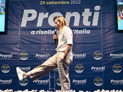 Giorgia Meloni at an election rally in Genoa, on September 14.