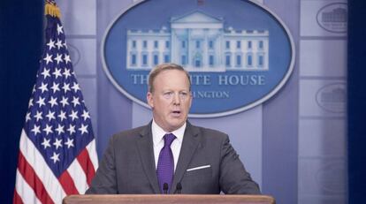 O porta-voz da Casa Branca, Sean Spicer, na segunda-feira.