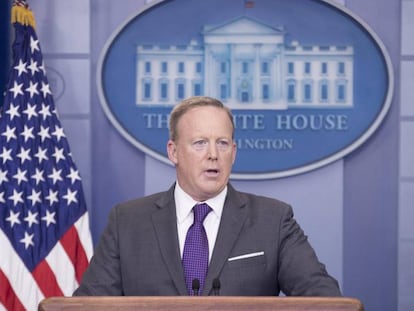 O porta-voz da Casa Branca, Sean Spicer, na segunda-feira.