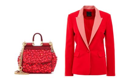 Total-look rojo

Bolso mini rojo con pedrería de Dolce & Gabbana (1.950€).

Blazer rojo con solapa contraste de Pinko (510€).