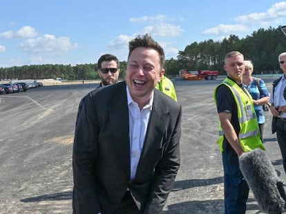 Elon Musk, el 3 de septiembre en una fábrica de Tesla en Gruenheide (Alemania).