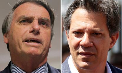 Fotografias de arquivo de Jair Bolsonaro (PSL) e Fernando Haddad (PT)