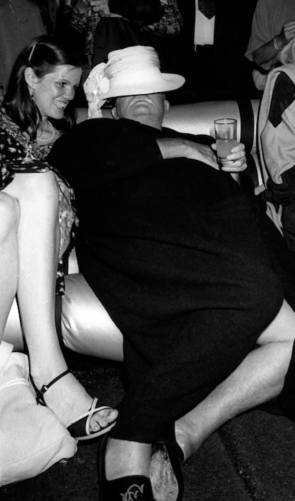 Kate Harrington y Truman Capote en una fiesta benéfica organizada por Martha Graham en Studio 54 en 1978.