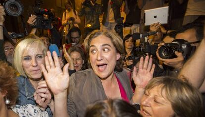 La alcaldesa de Barcelona, Ada Colau, en la noche electoral.