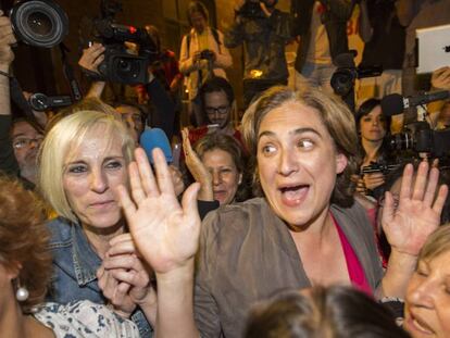 La alcaldesa de Barcelona, Ada Colau, en la noche electoral. 