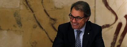 El presidente de la Generalitat, Artur Mas, durante la reunión semanal del gobierno catalán.