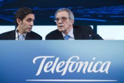 El consejero delegado de Telef&oacute;nica, Jos&eacute; Mar&iacute;a &Aacute;lvarez-Pallete, y el presidente, C&eacute;sar Alierta.