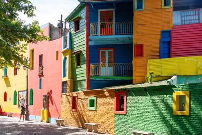 El colorido edificio del museo de la calle Caminito en La Boca, Buenos Aires.