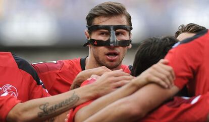 Krychowiak celebra uno de los goles del Sevilla. 