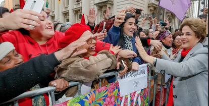 Dilma em ato em Porto Alegre, na sexta.