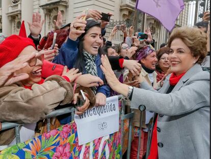 Dilma em ato em Porto Alegre, na sexta.