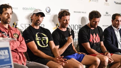 Clavet, Ivanisevic, Ferrero, Safin y Costa, durante la presentación del torneo en Marbella.